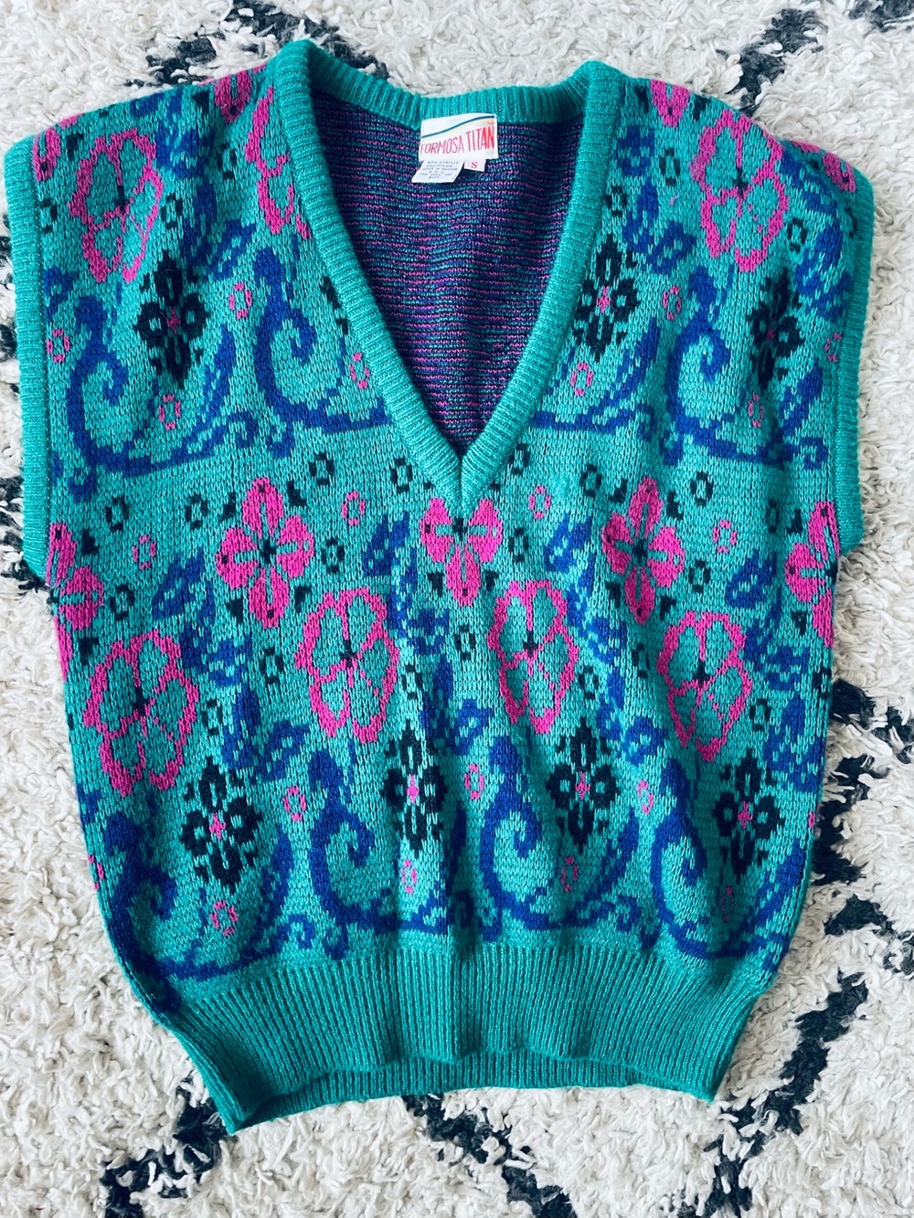 Vintage 80s Floral Sweater Vest
